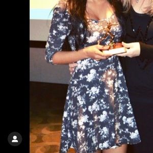 Gray floral long sleeve skater dress